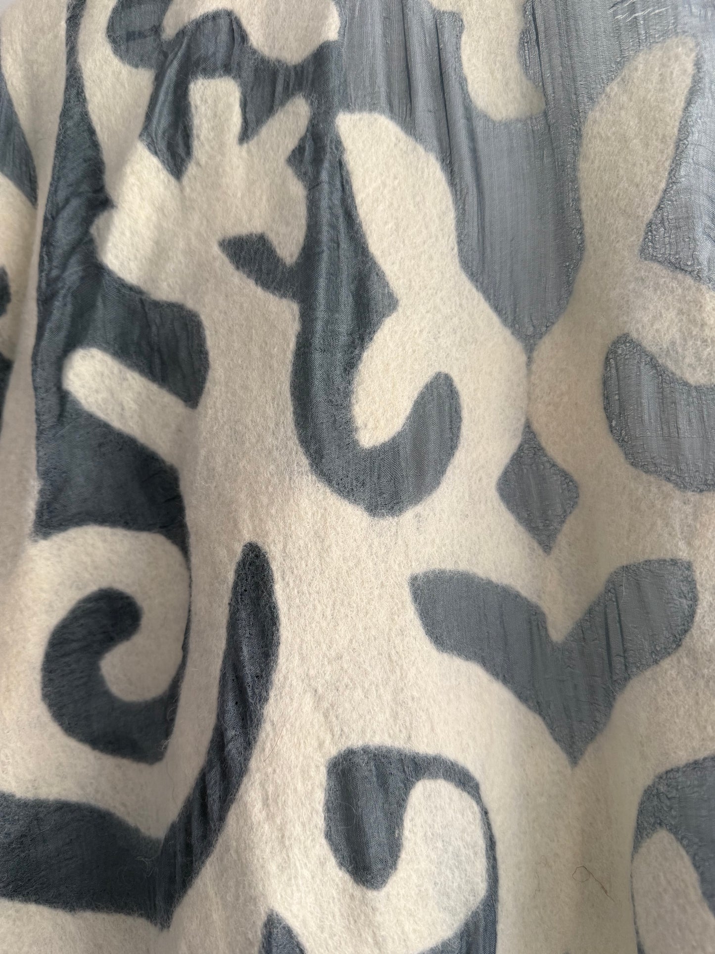 Vintage Long Kimono with Abstract Appliqué Detailing