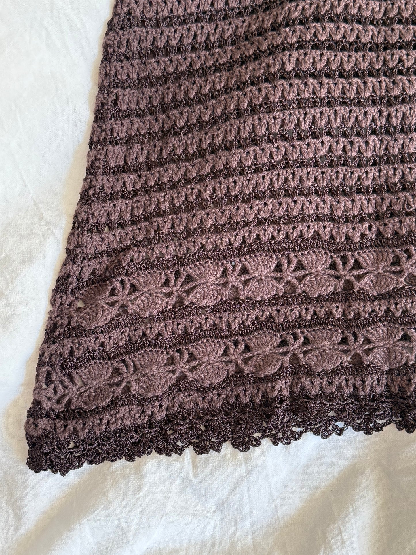 Vintage Karen Millen Brown Crochet Lace Knit Midi Dress