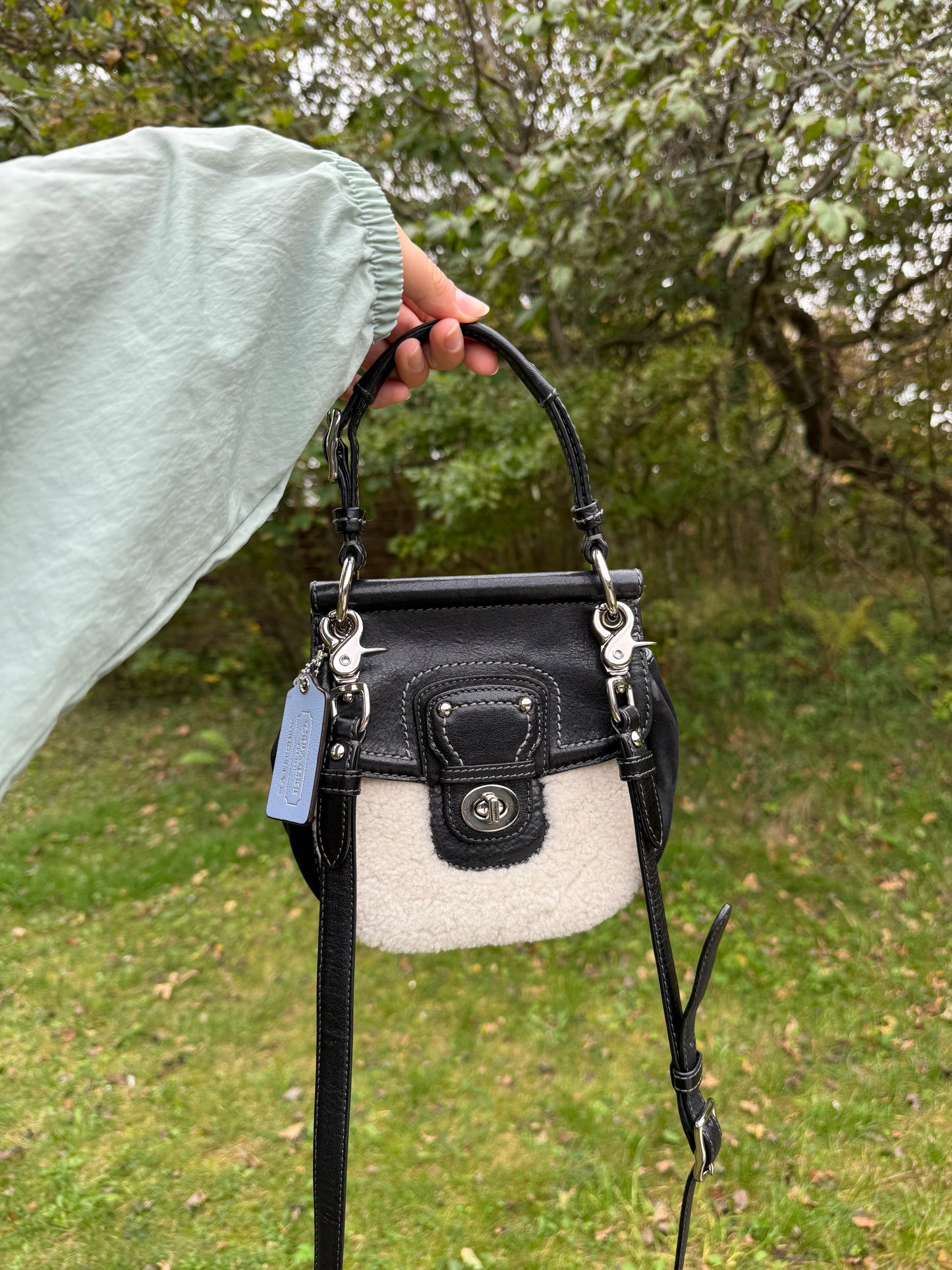 Coach Shearling & Leather Crossbody Bag