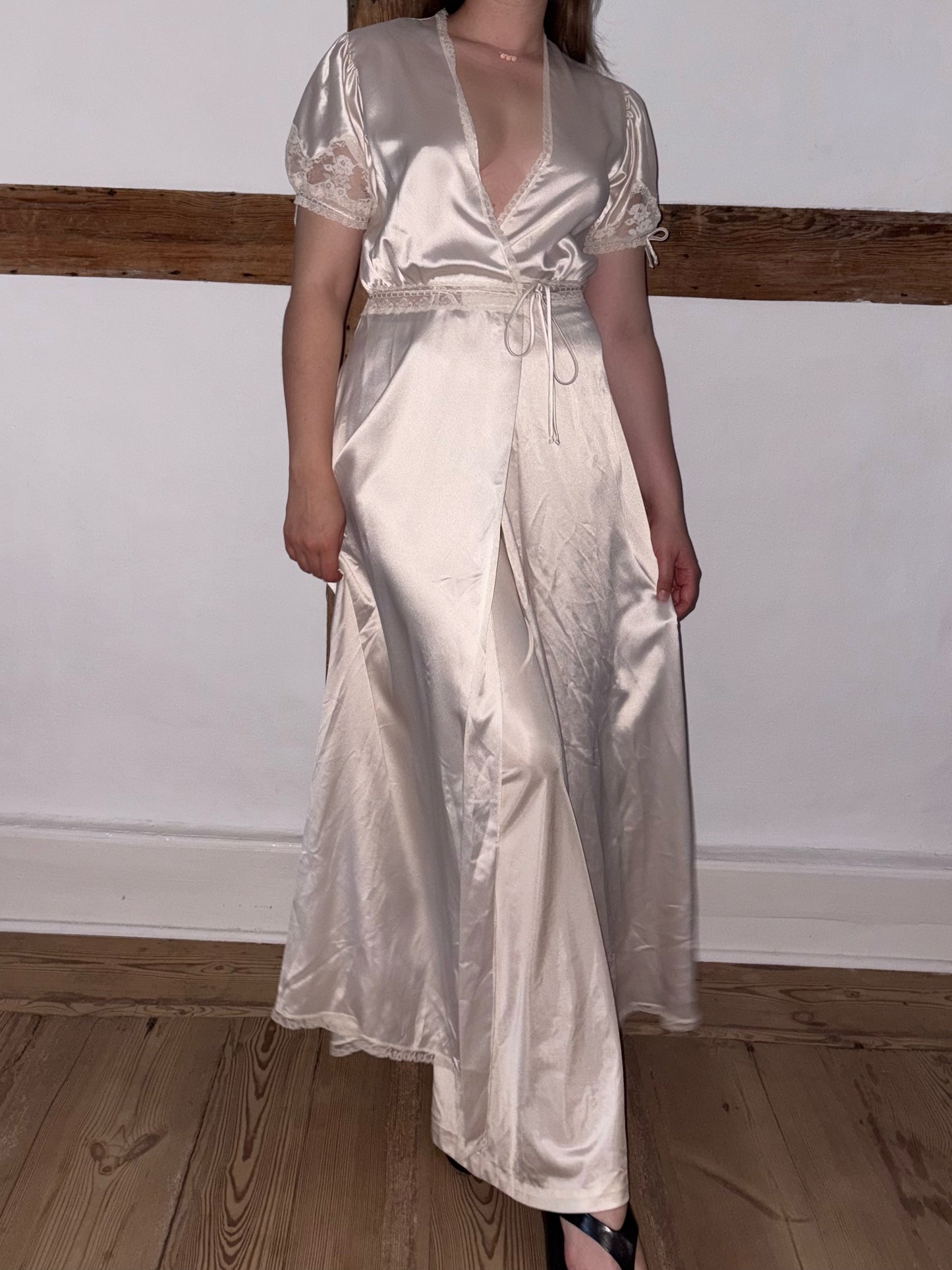 Vintage Christian Dior Ivory Wrap Dress/Robe