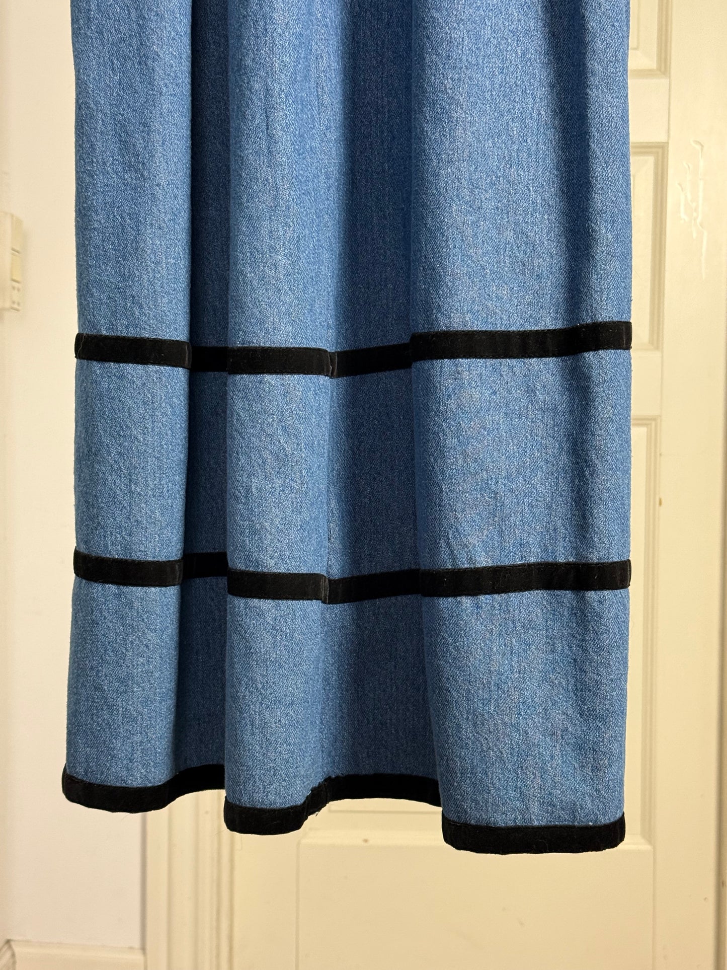 BATSHEVA Denim Dress with Velvet Details