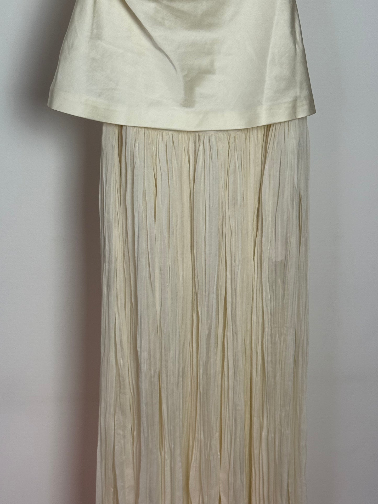 Vera Wang x Fabrique Ivory Pleated Maxi Dress