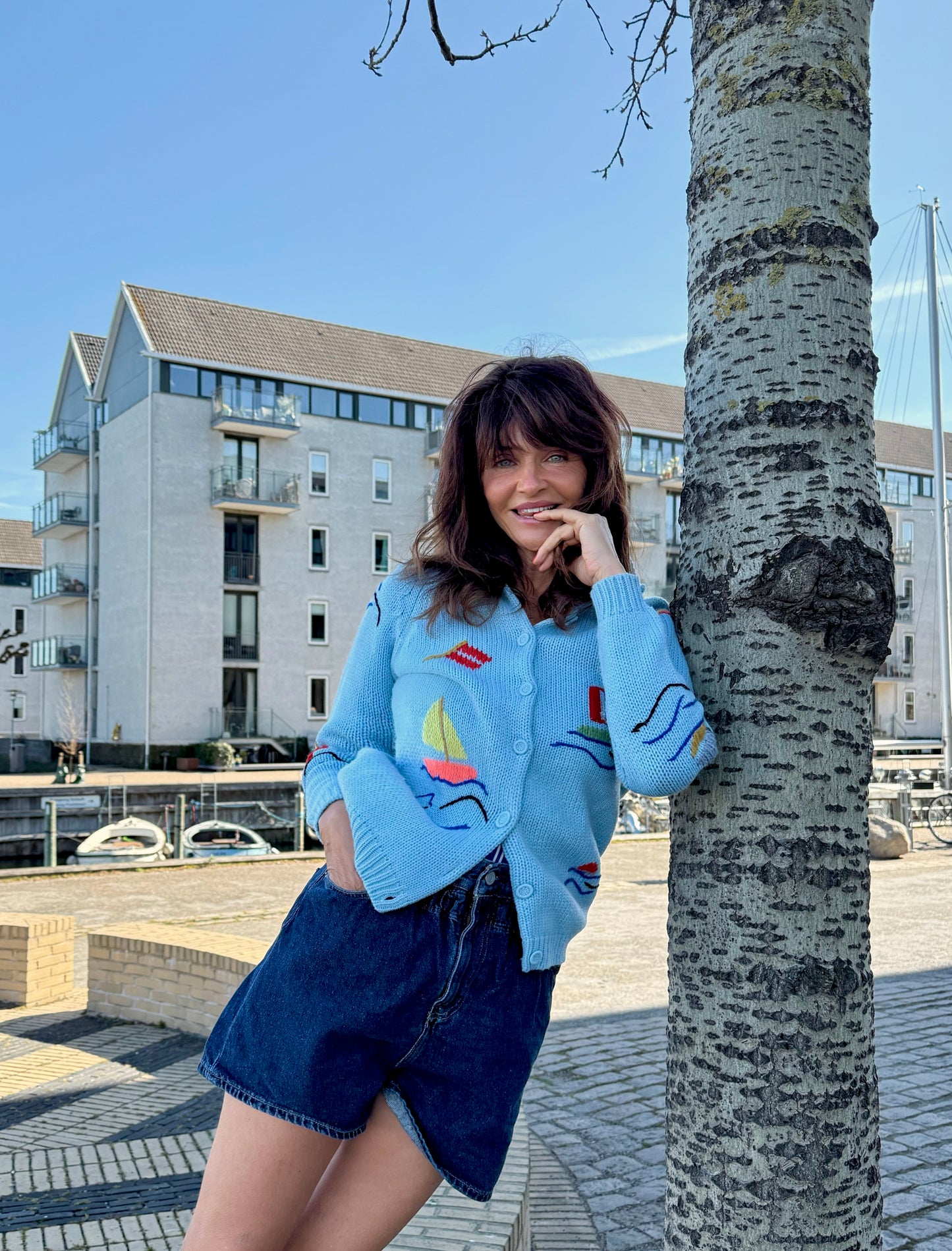 Vintage Knit Cardigan with Marine Motives