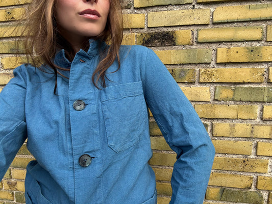 Slow Works Blue Cotton Jacket with Back Motive