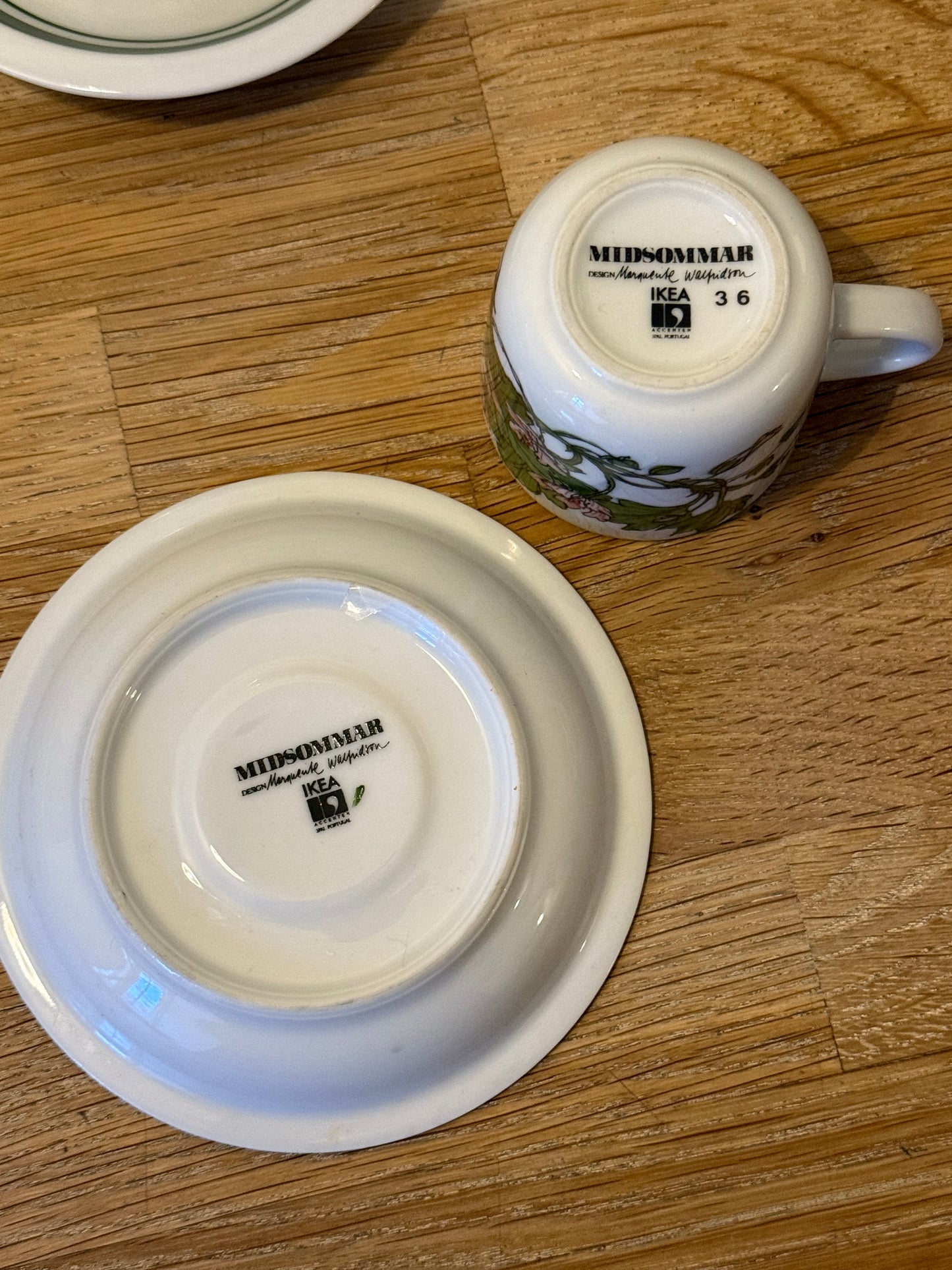 Vintage IKEA Midsommar Coffee Cups and Saucers Designed by Marguerite Walfridson