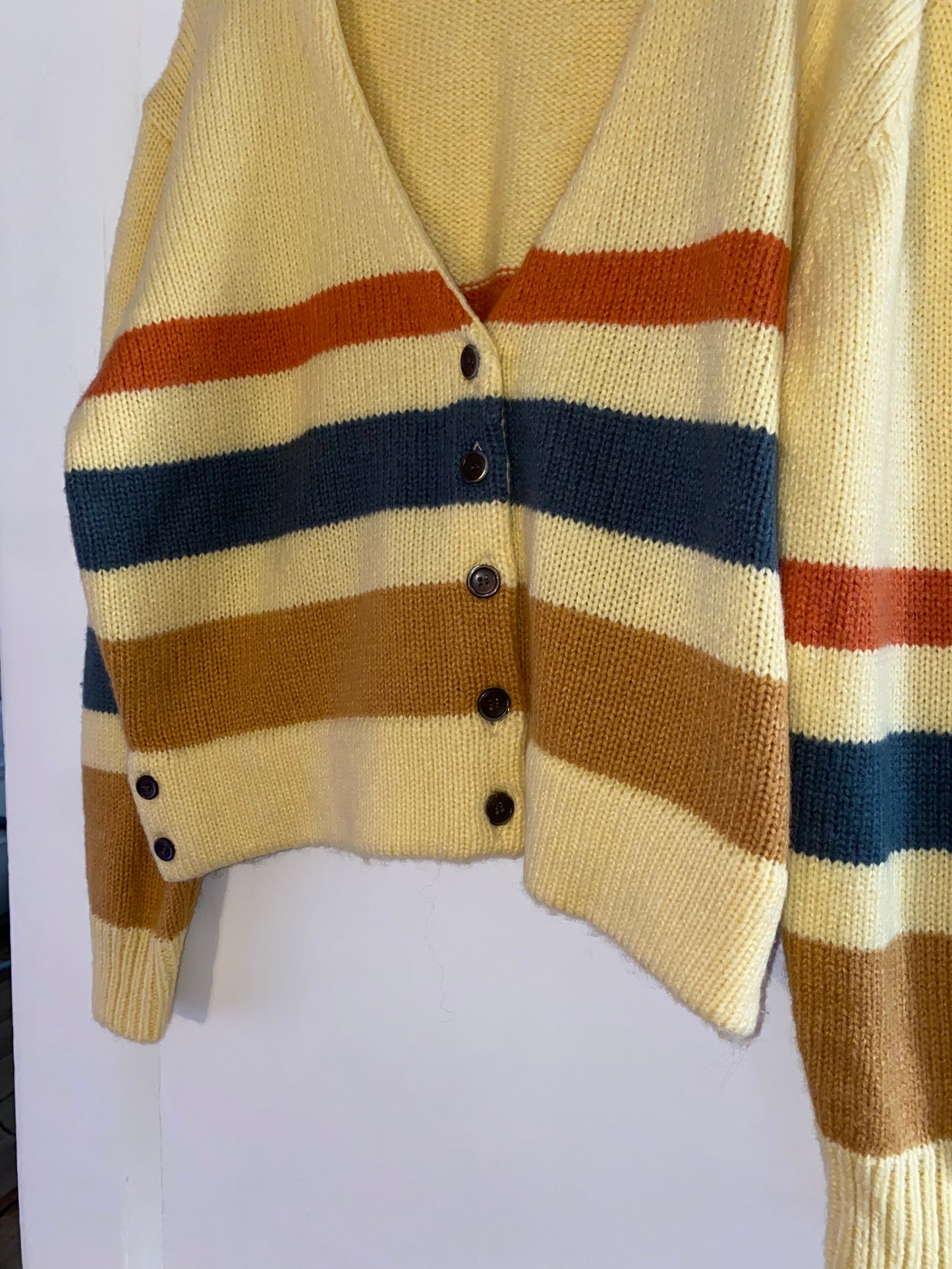 Cardigan With V Neck And Stripes
