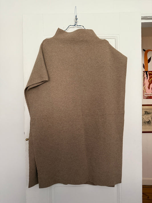 Donna Karan Asymmetrical High-Neck Knitted Poncho