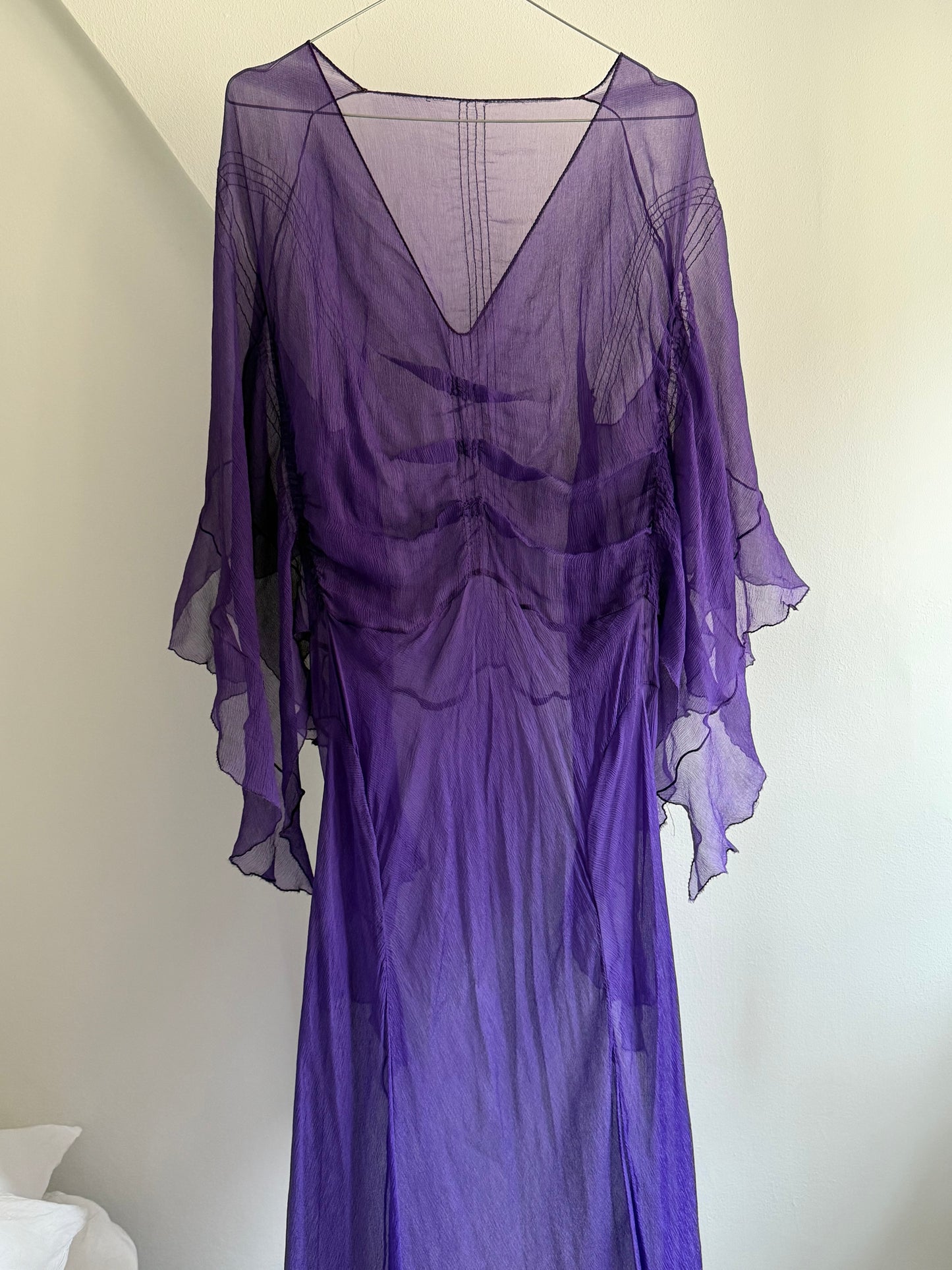 Vintage Sheer Violet Chiffon Maxi Dress