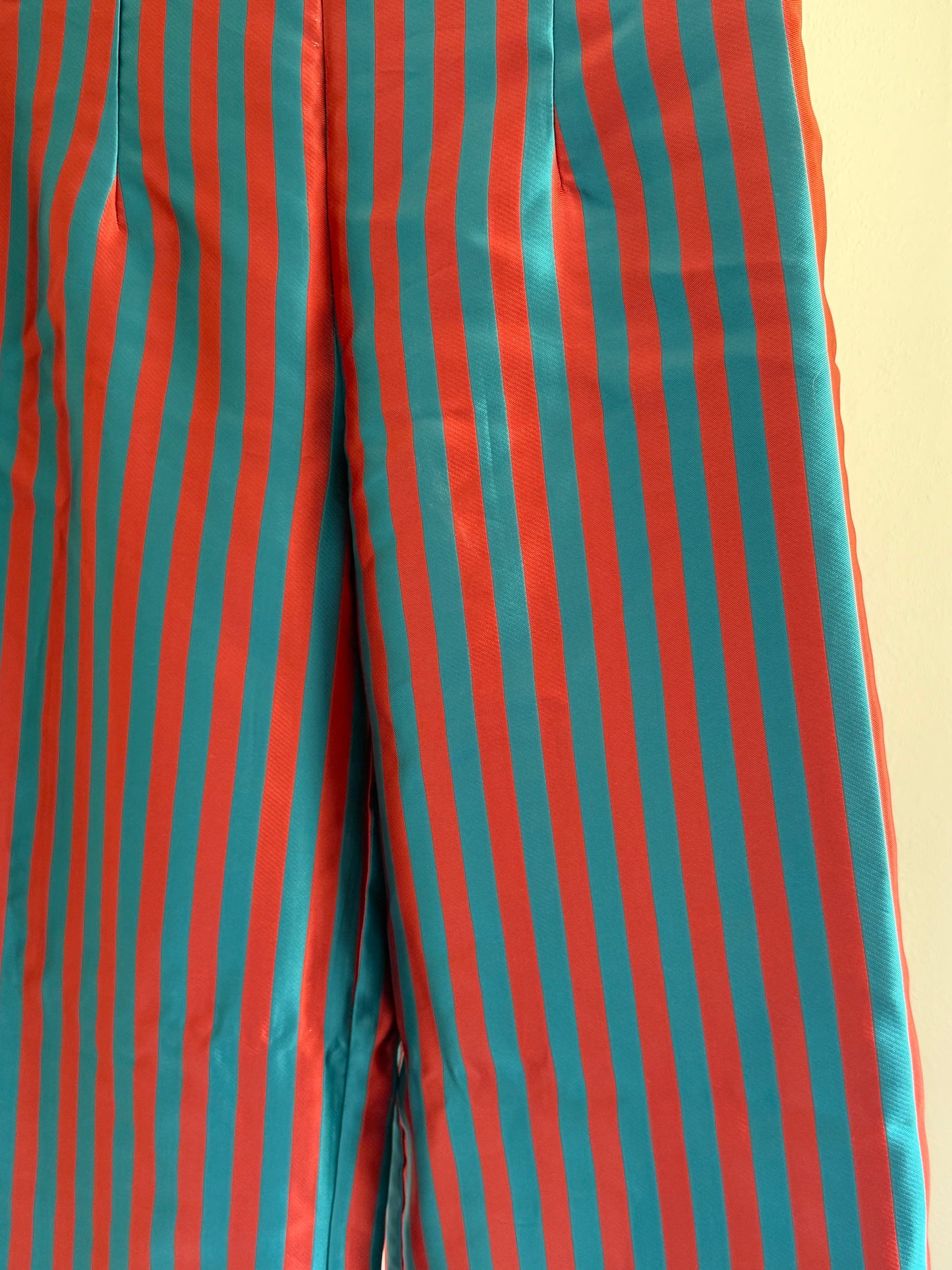 Batsheva Red Blue Stripe Ruffle Trousers