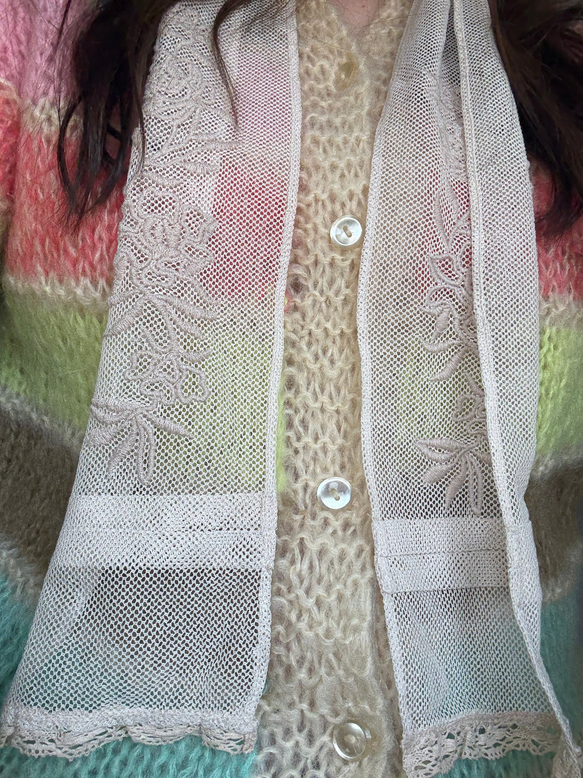 St. Roche Lace Scarf with Flowers