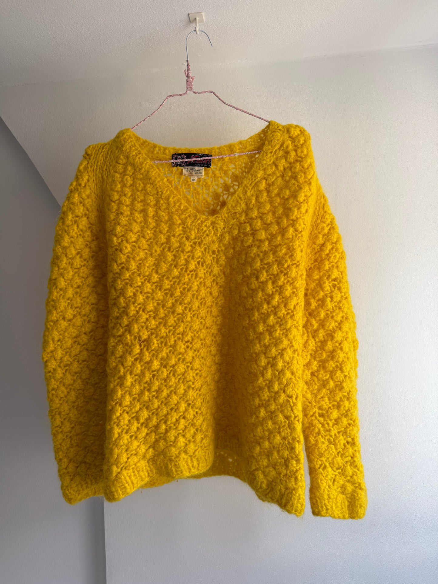 Rare Vintage Yellow Wool and Mohair Knit