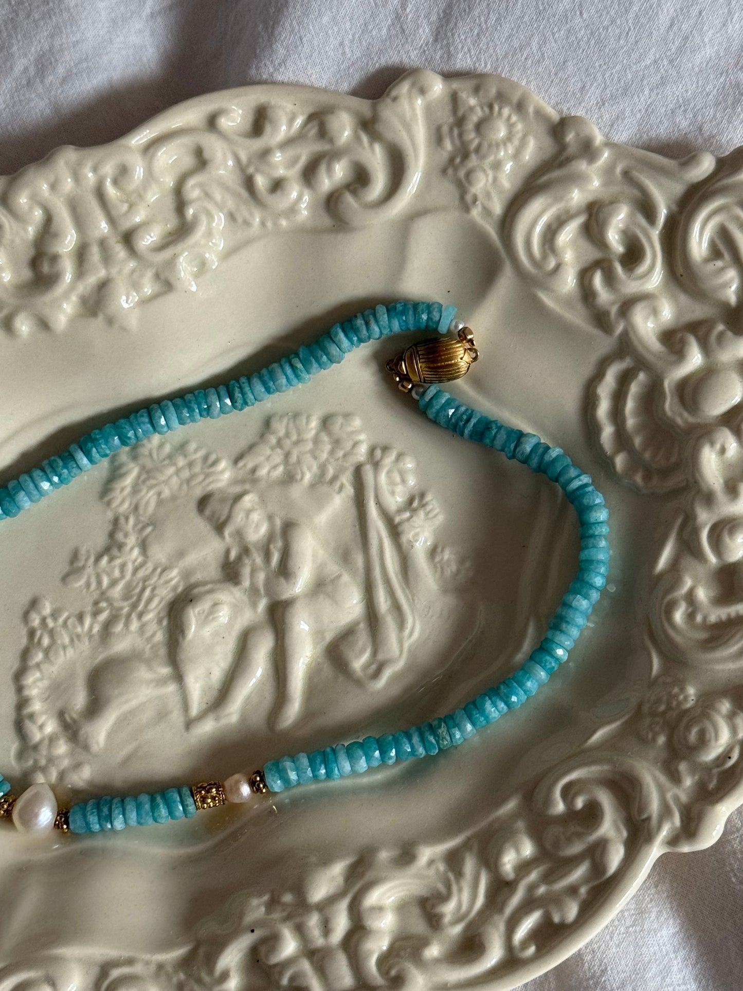 Amanda Marcucci Larimar and Fresh Water Pearls Necklace