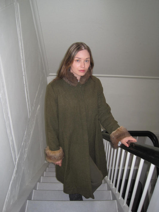 Vintage Rare Louis Geraud Wool Coat with Fur Details