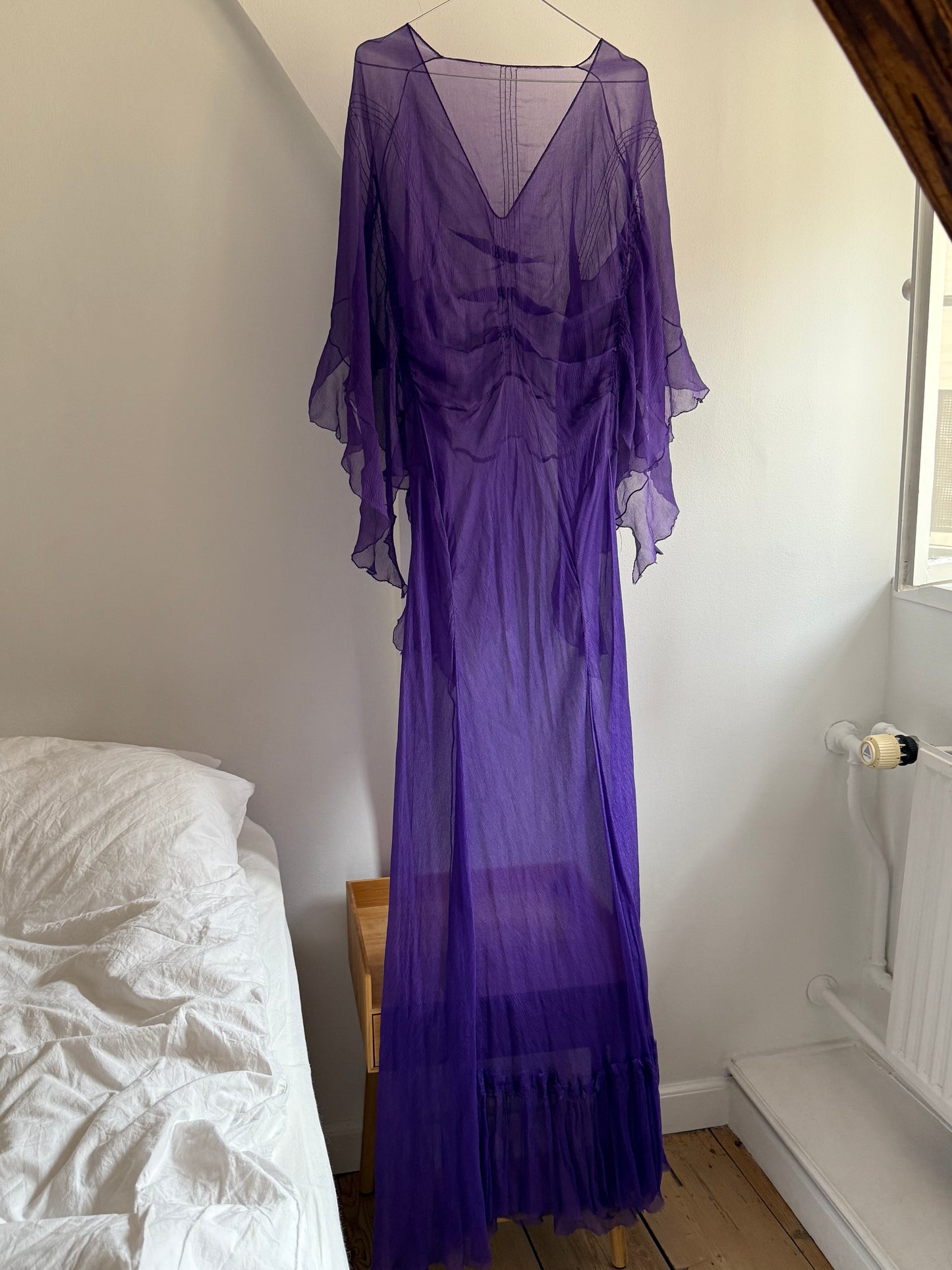 Vintage Sheer Violet Chiffon Maxi Dress