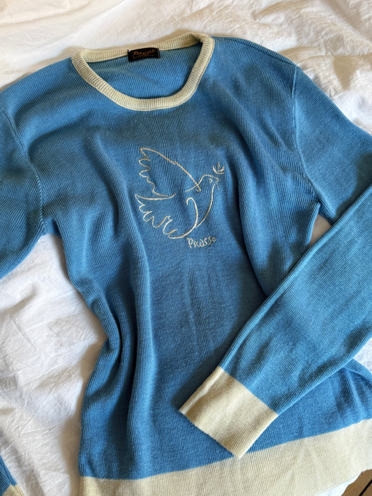 Vintage Picasso by Cezar Embroidered Dove Knit