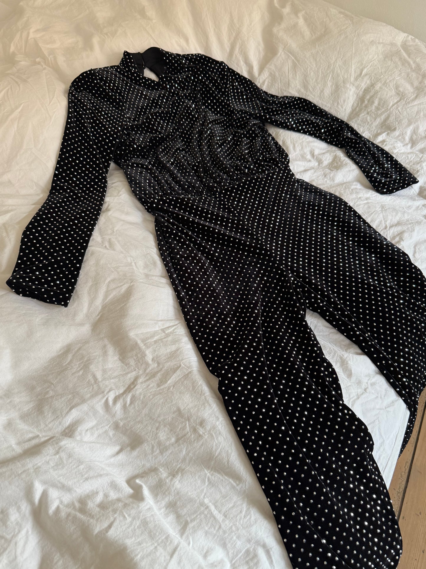 Nadine Merabi Shimmering Jumpsuit with Flared Trousers