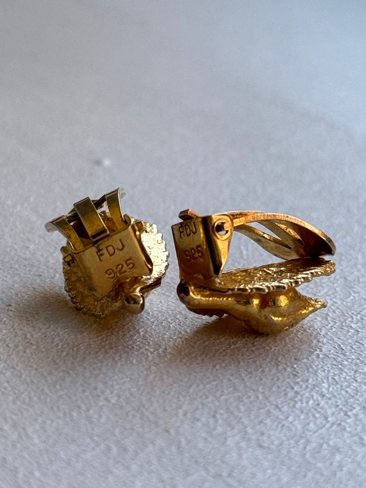 Vintage 1970s–80s Flora Danica Rose Bud Gold Plated Clip-On Earrings