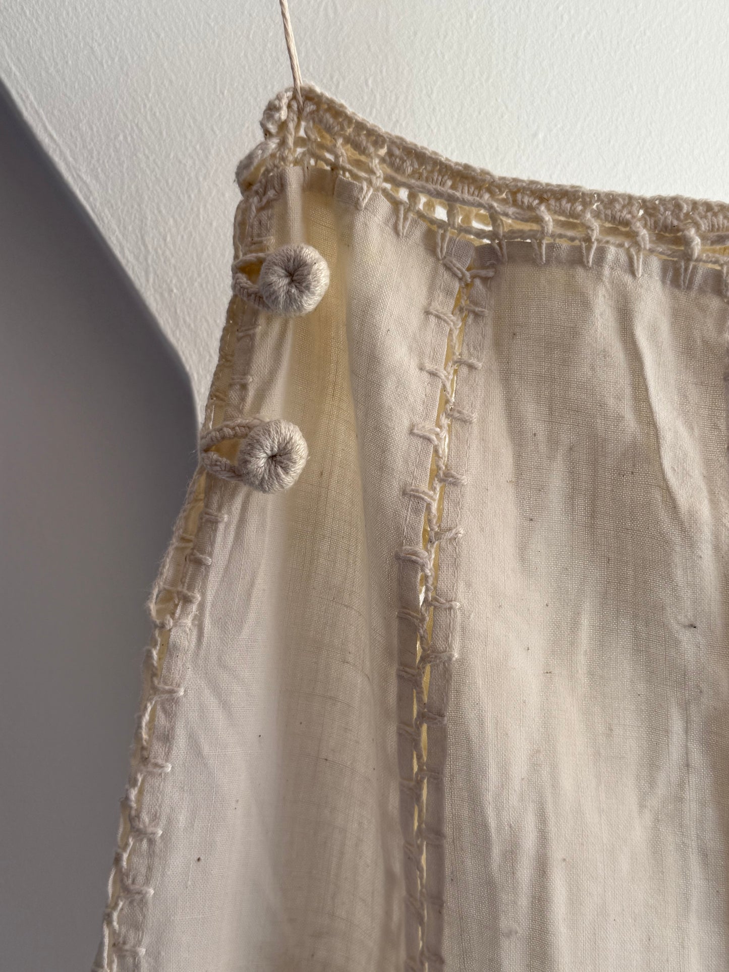 Vintage Linen Blend Crochet Trim Skirt
