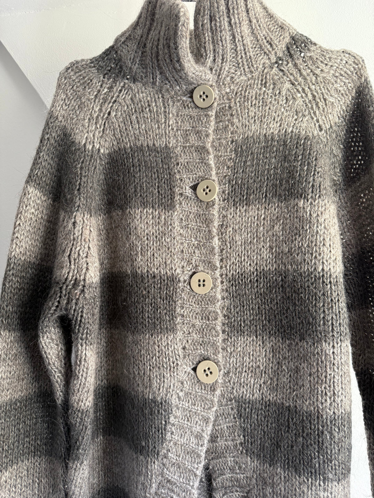 Baum und Pferdgarten Striped Alpaca Wool Embroidered Cardigan