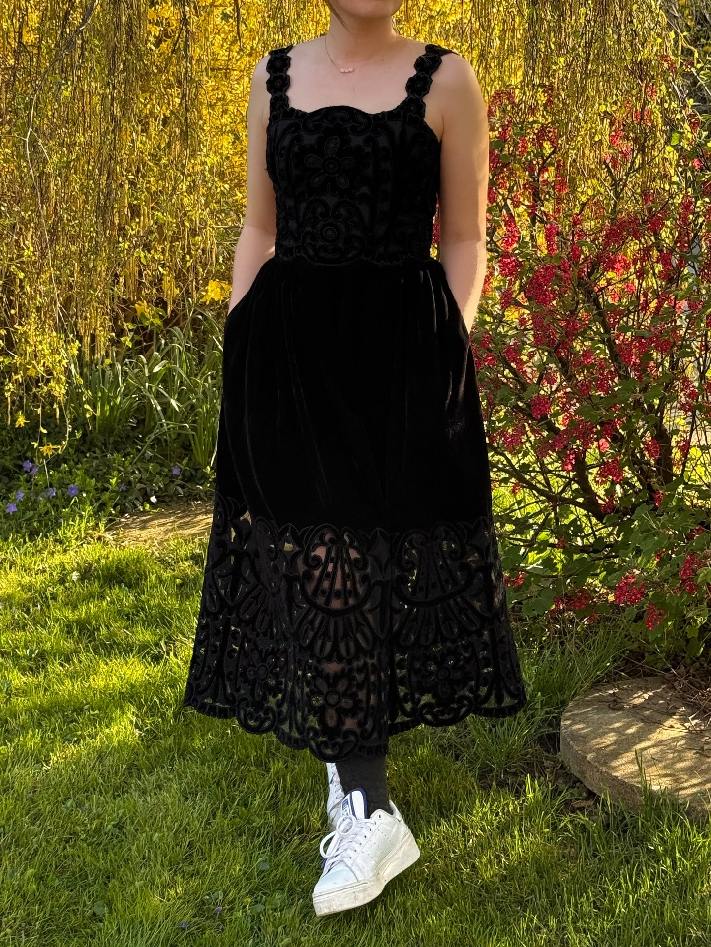 SEA New York Velvet Embroidered Long Dress