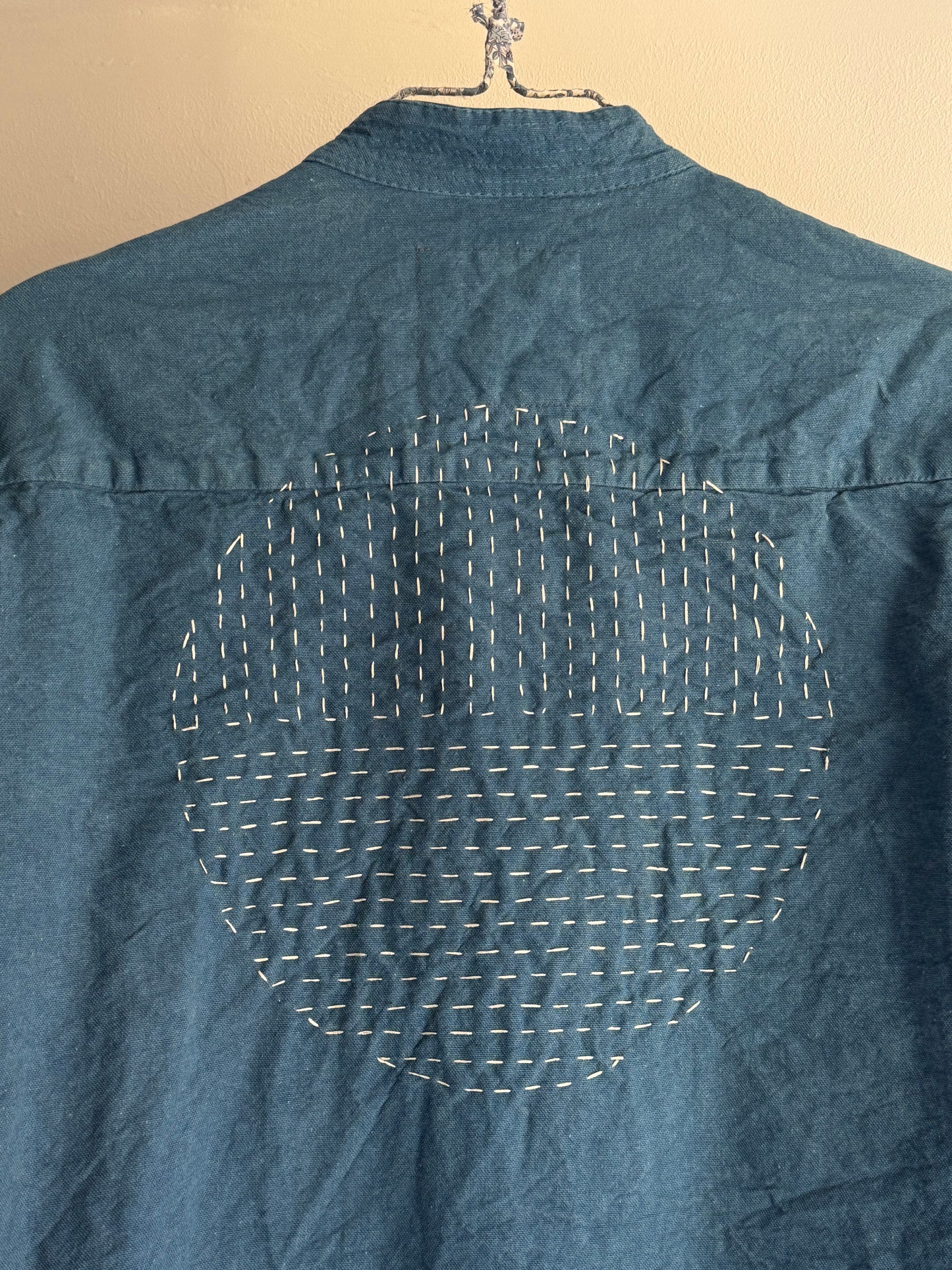 Slow Works Blue Cotton Jacket with Back Motive