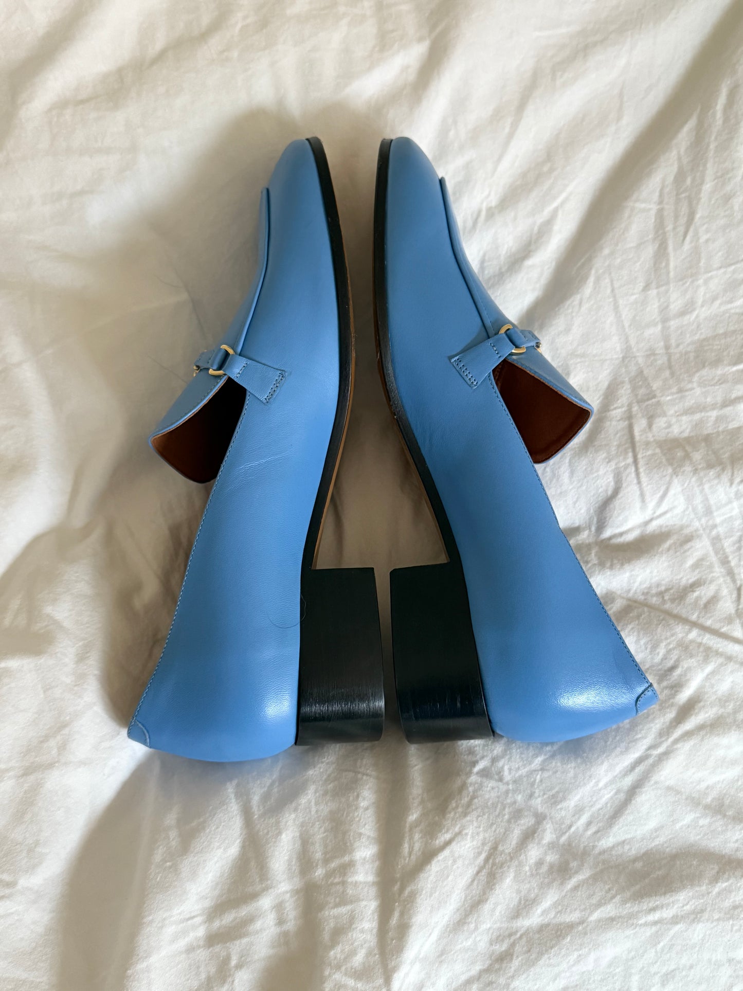 Maje Sky Blue Leather Loafers