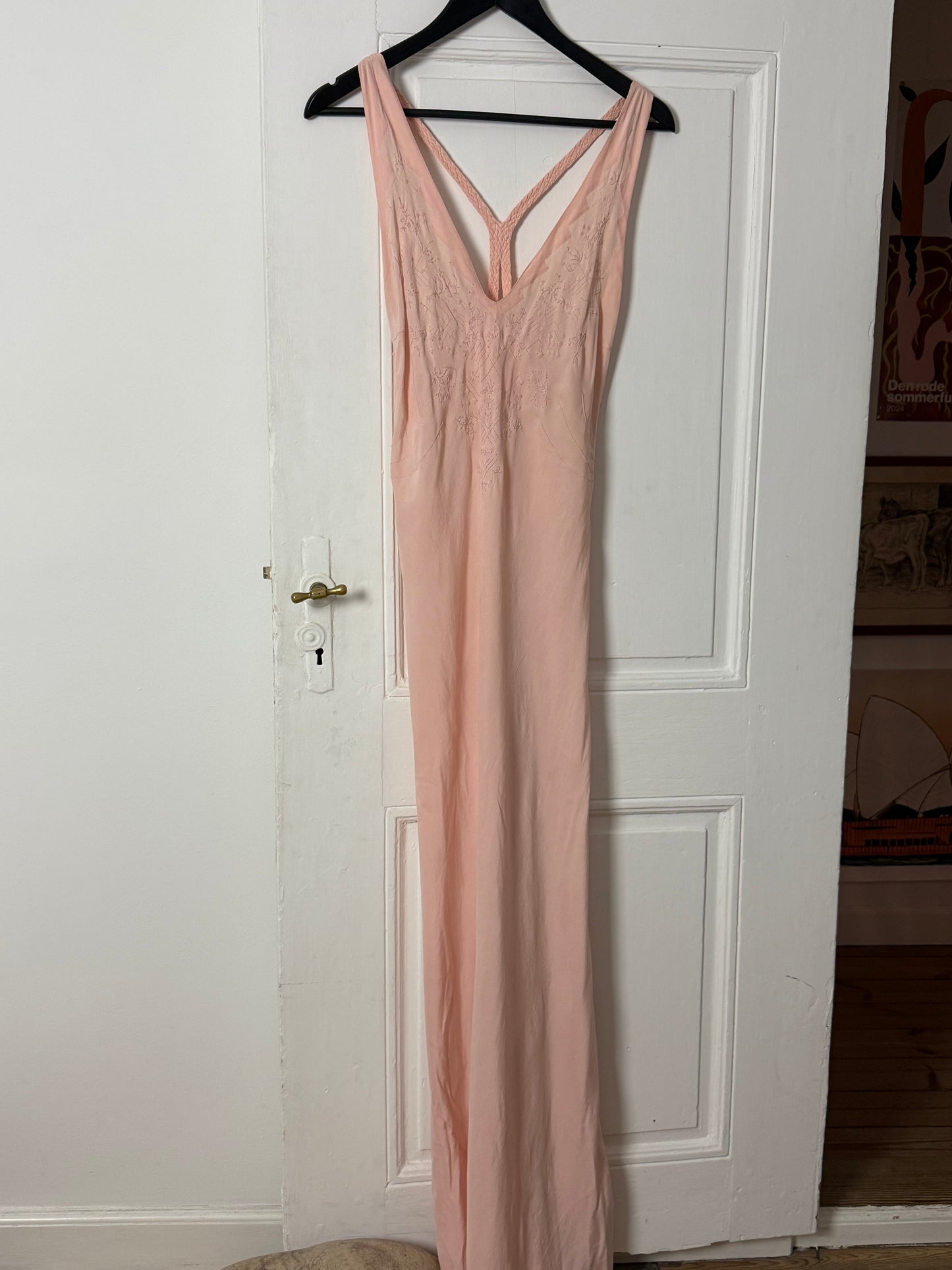 Vintage Rare Pink Slip in Dress with Belt