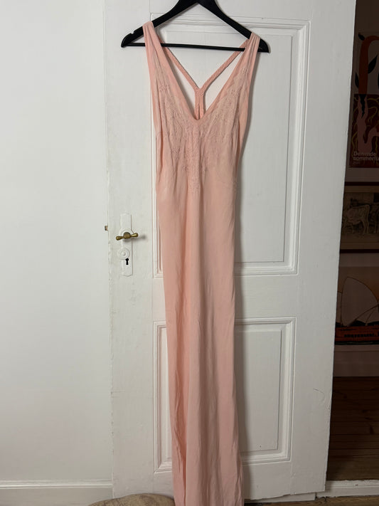 Vintage Rare Pink Slip in Dress with Belt
