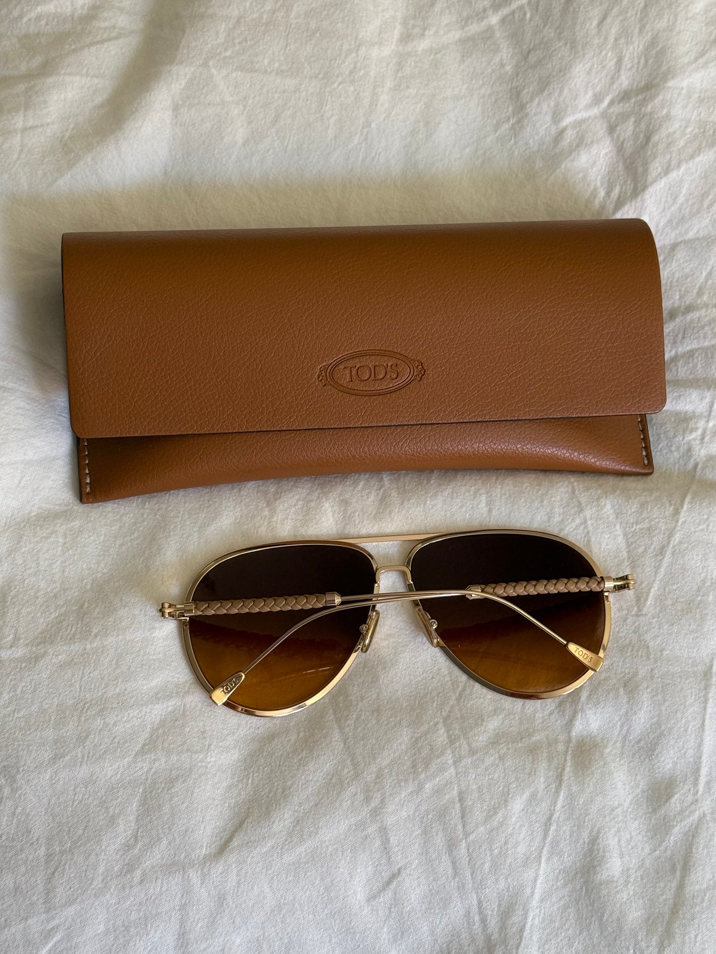 Tod’s Teardrop Sunglasses with Temples in Leather