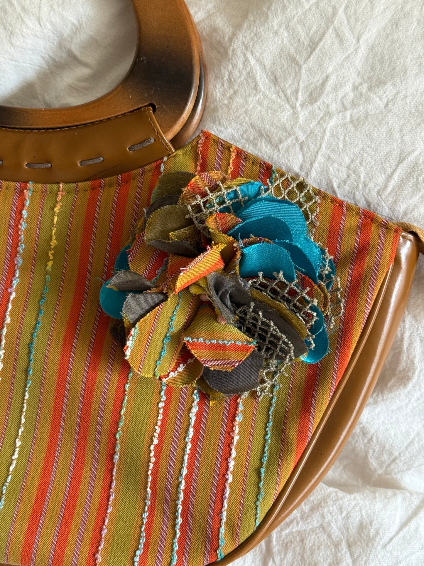 Vintage Bag and Matching Wallet with Flower Attachment