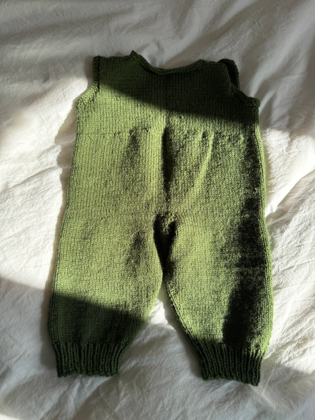 Vintage Handknit Baby Romper with Heart Details
