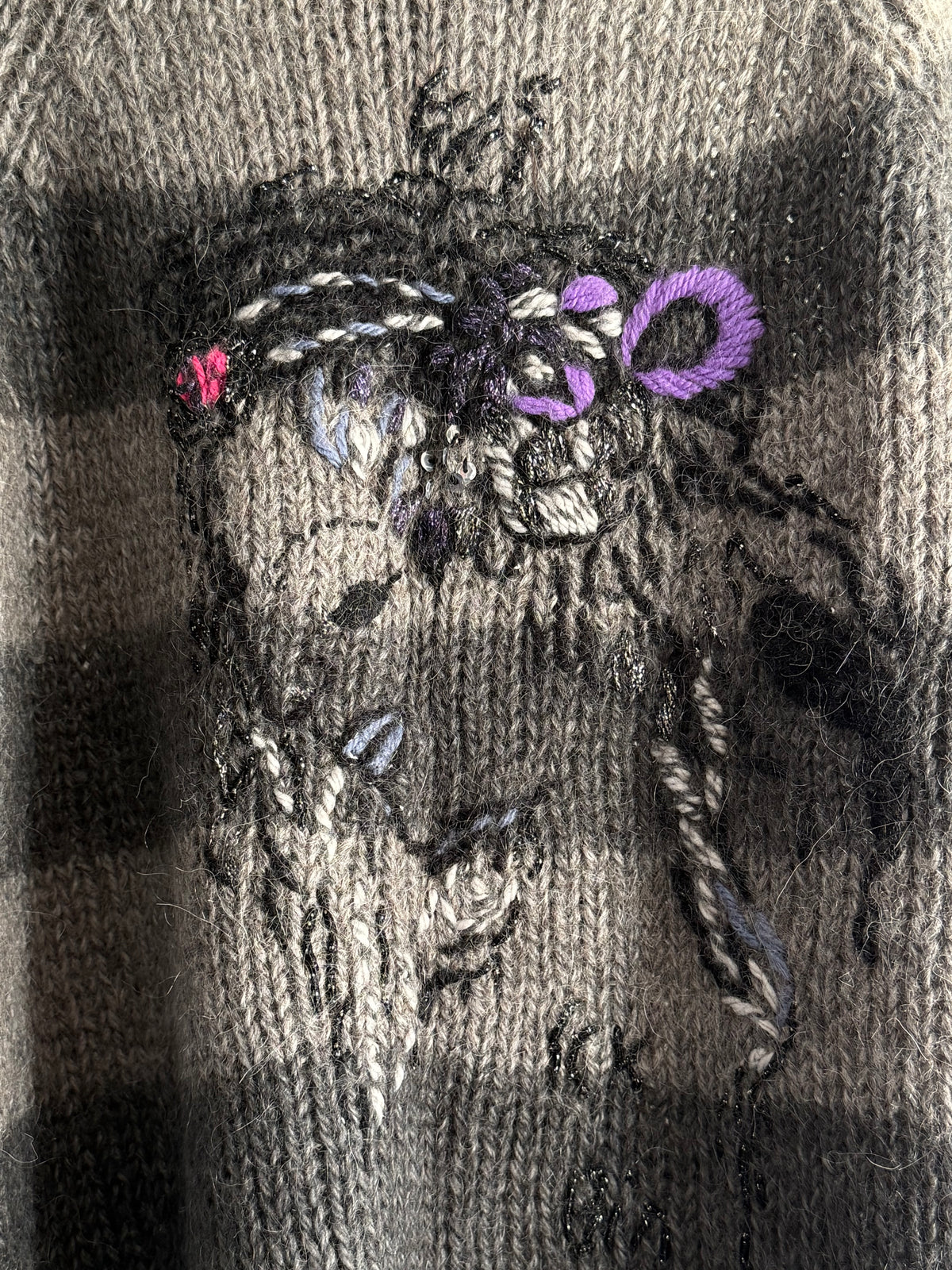 Baum und Pferdgarten Striped Alpaca Wool Embroidered Cardigan