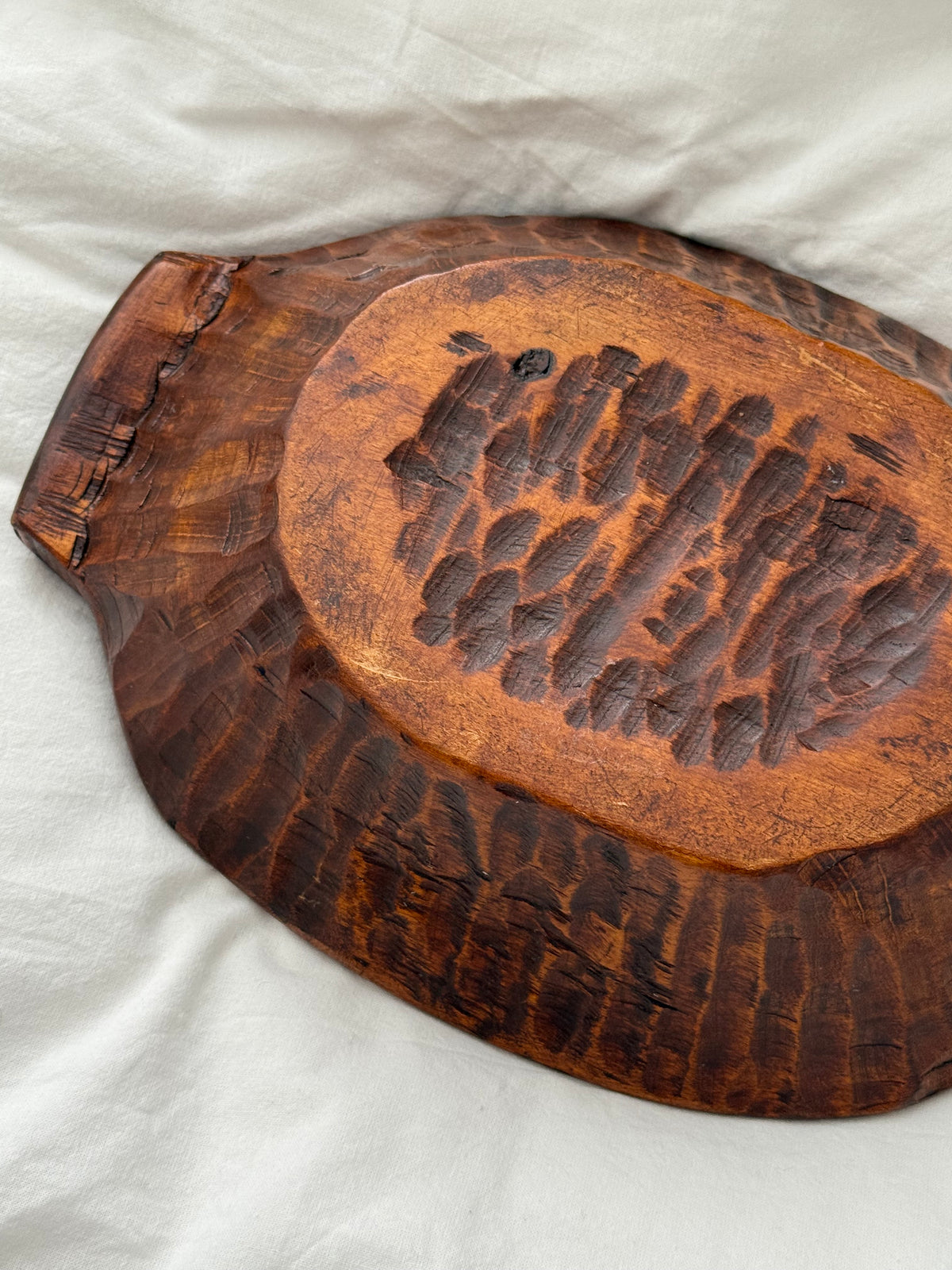 Vintage Hand Carved Rustic Wooden Bowl