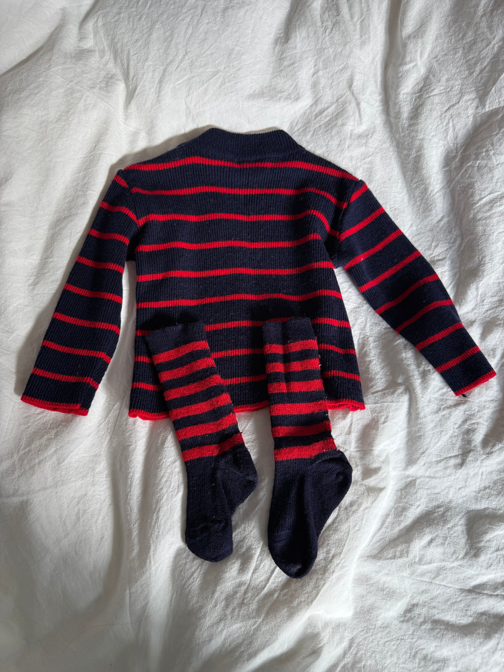Vintage 1970s Baby Maritime Sweater with Matching Socks