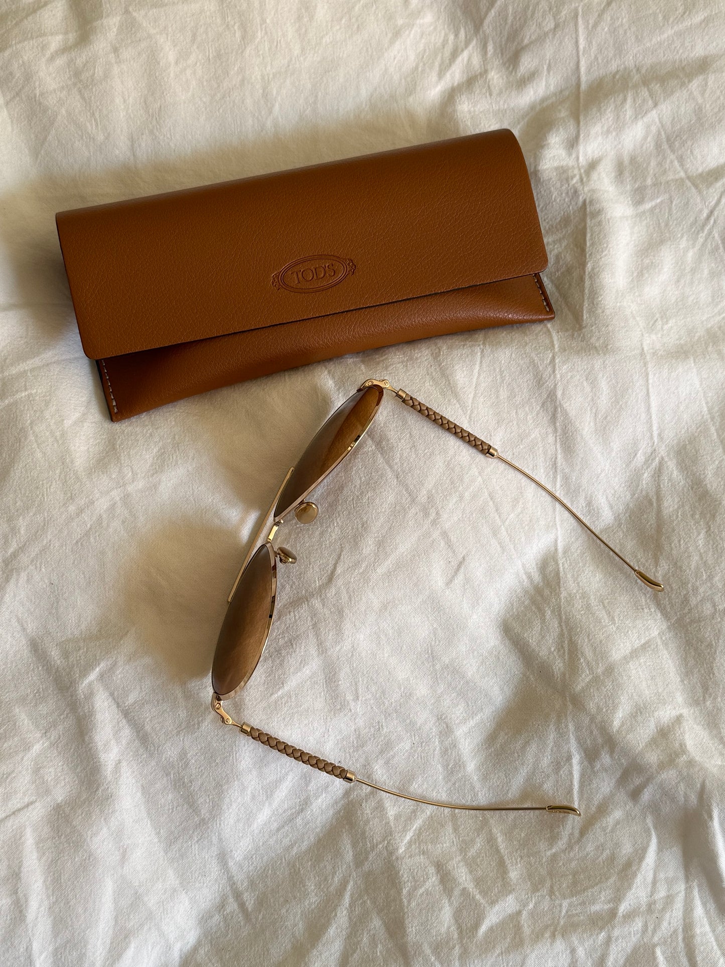 Tod’s Teardrop Sunglasses with Temples in Leather