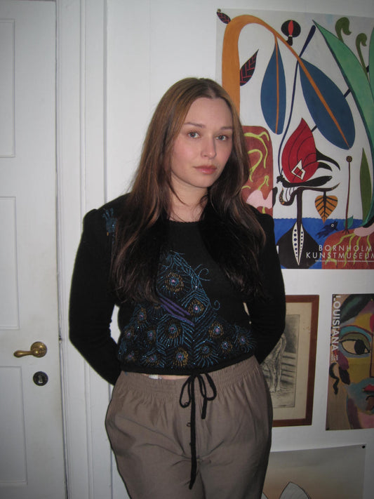 Rare Krizia Maglia Sweater with Peacock Embroidery Design