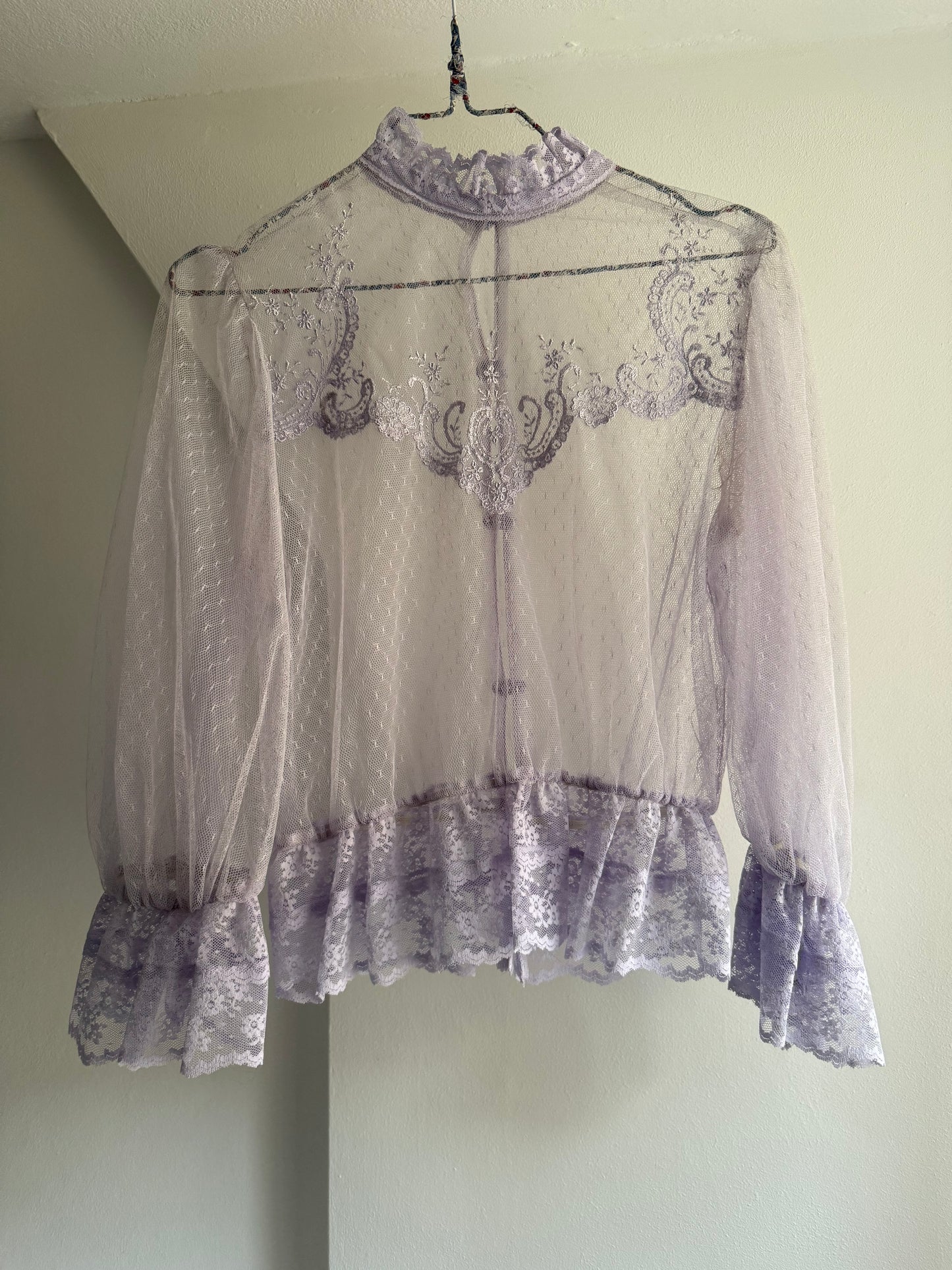 Vintage Lavender Lace Blouse