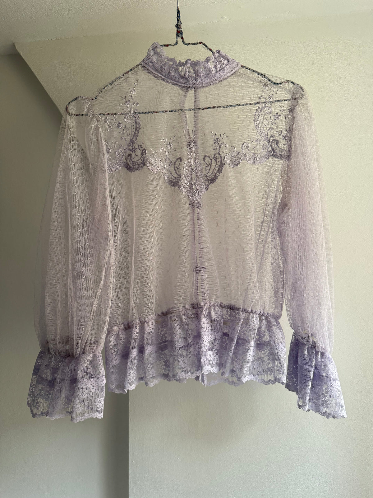 Vintage Lavender Lace Blouse