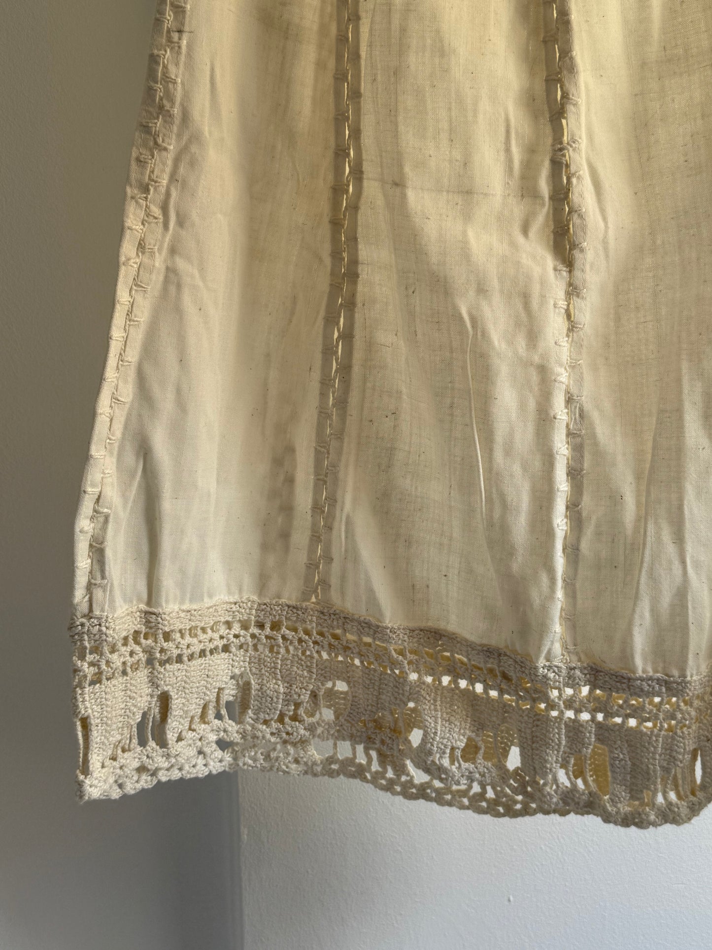 Vintage Linen Blend Crochet Trim Skirt