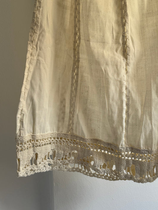 Vintage Linen Blend Crochet Trim Skirt