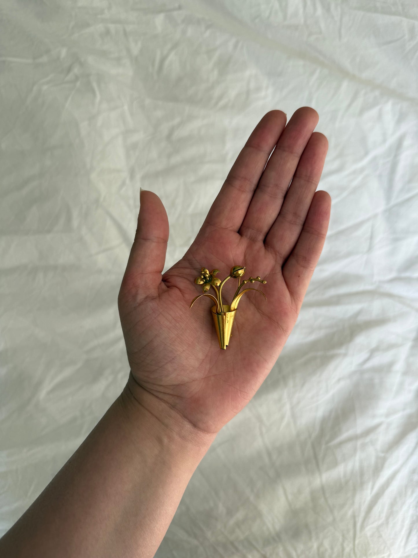 Vintage Gold-Tone Floral Bouquet Brooch