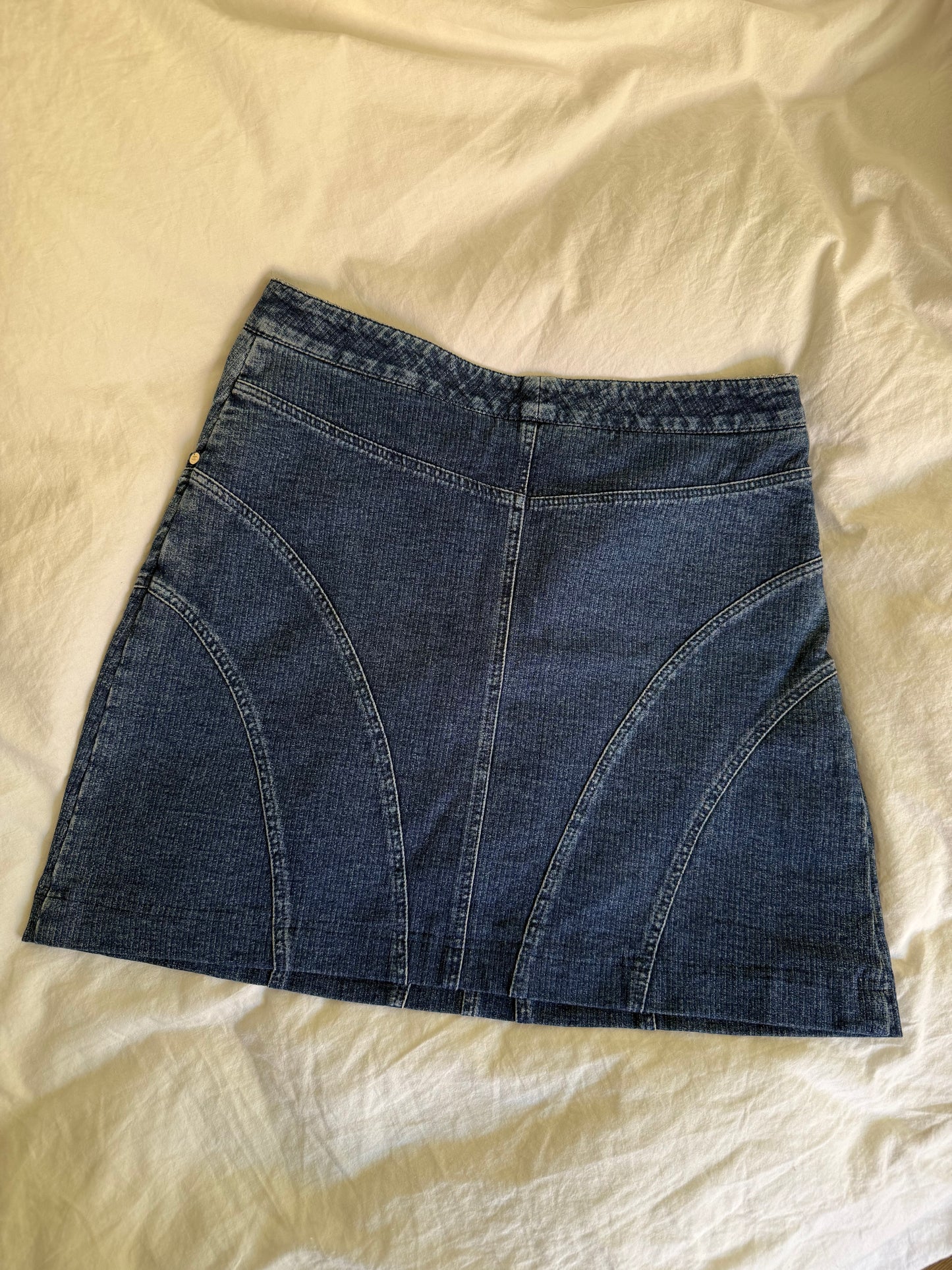 Vintage Chanel Curved Seam Denim Mini Skirt
