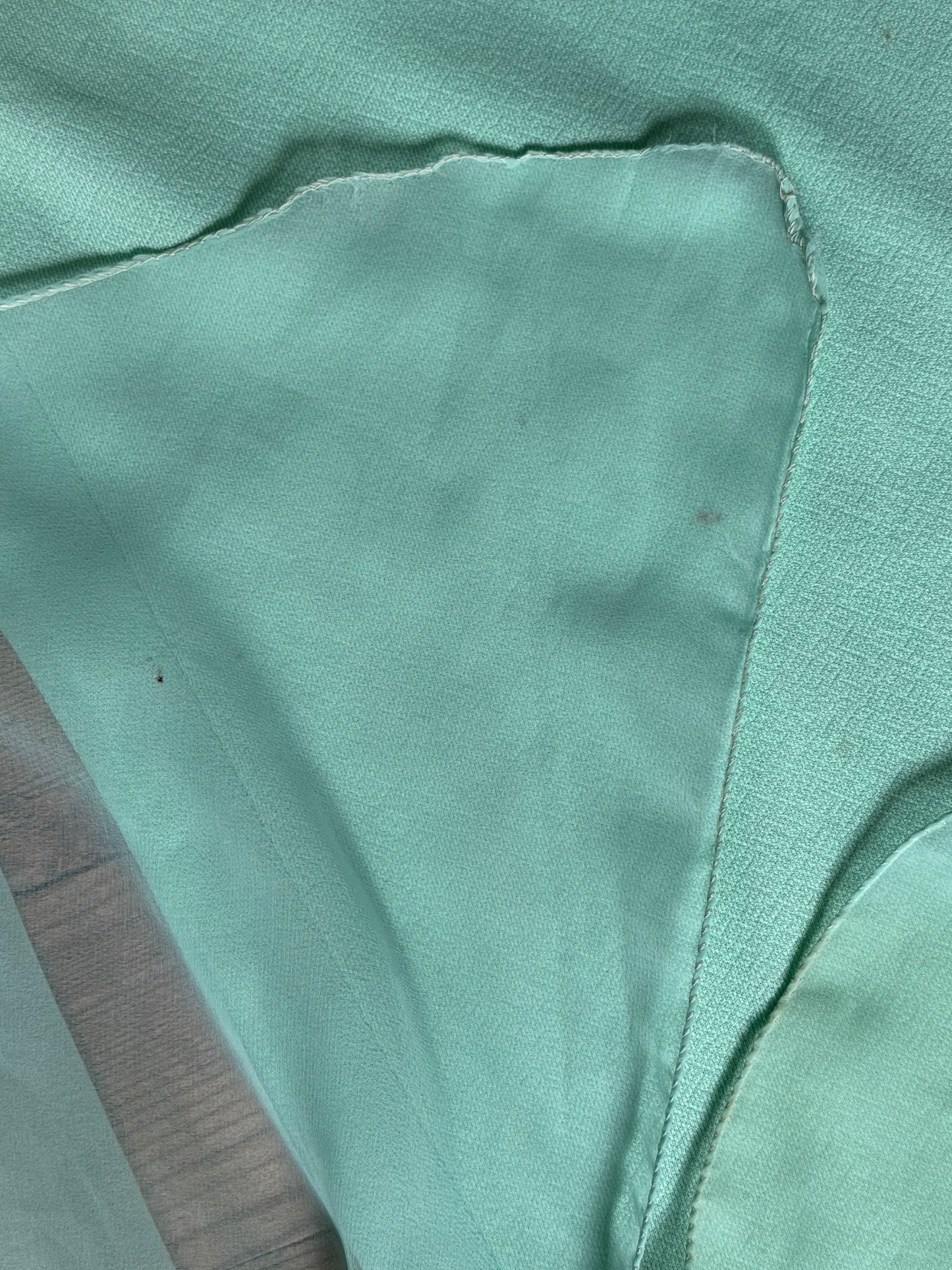 Vintage 60s-70s Mint Green Chiffon Cape Maxi Dress with Rhinestones