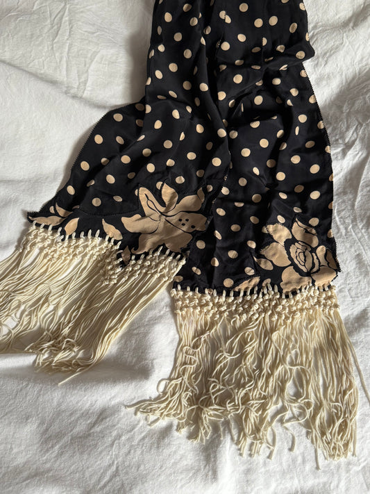 Early Vintage Polka Dot Silk Scarf