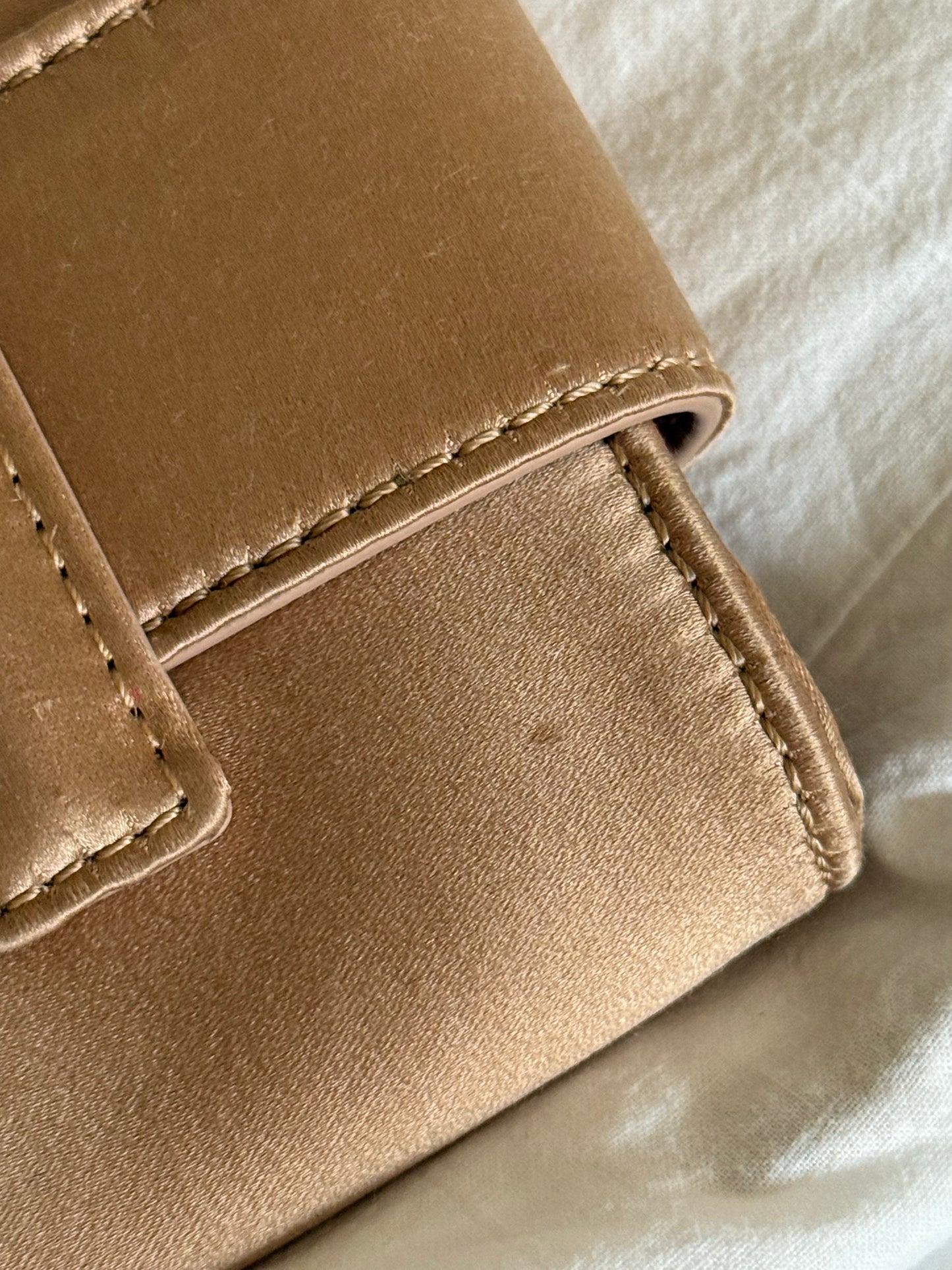 Balmain Rare Belt Clutch in Champagne with Gold Buckle