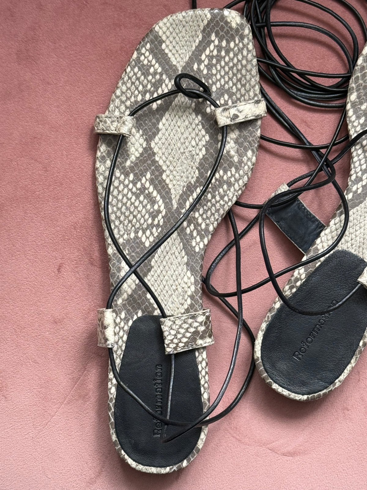 Reformation Snake Sandals