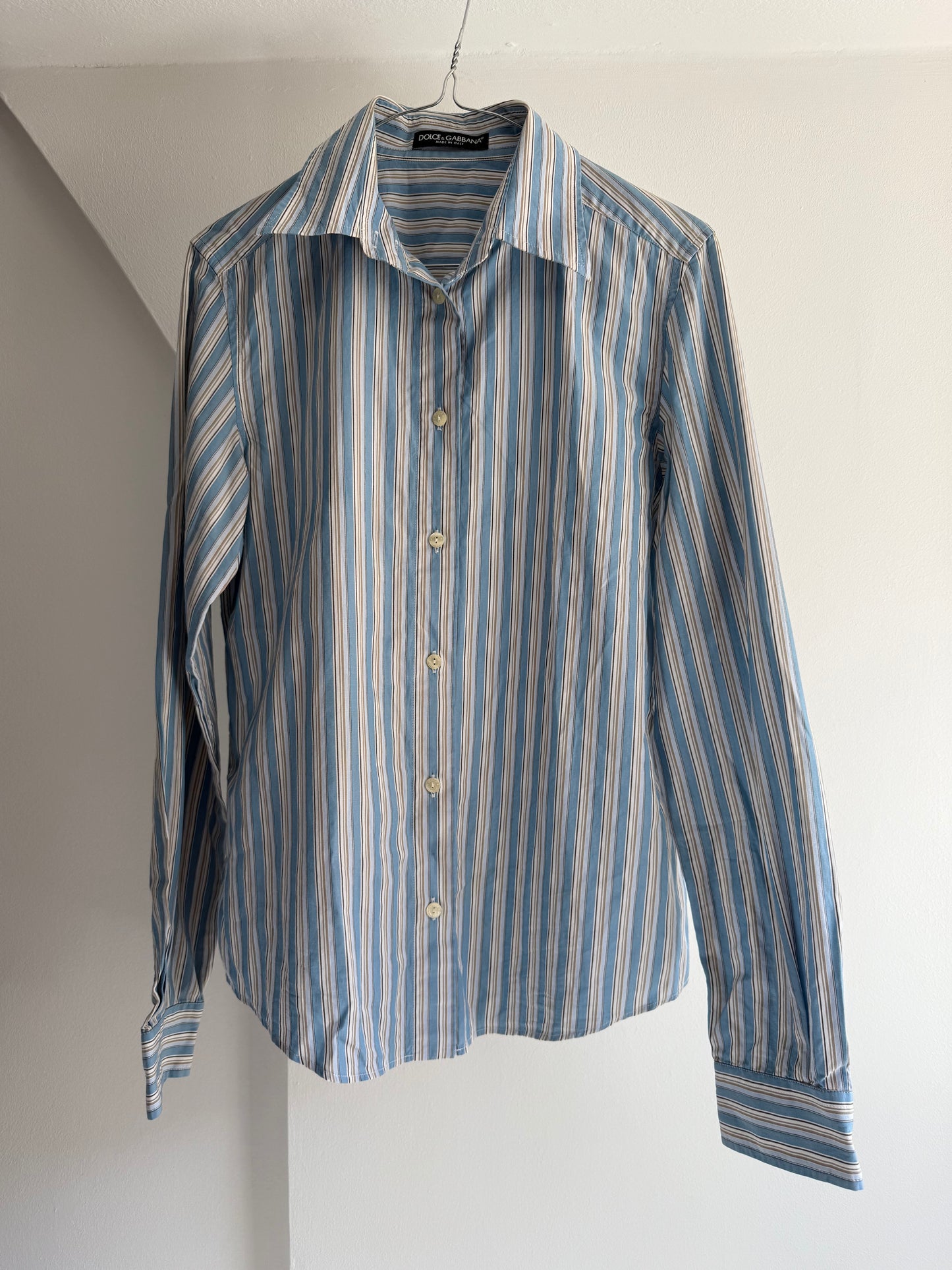 Vintage Dolce & Gabbana Blue Striped Button Up Shirt