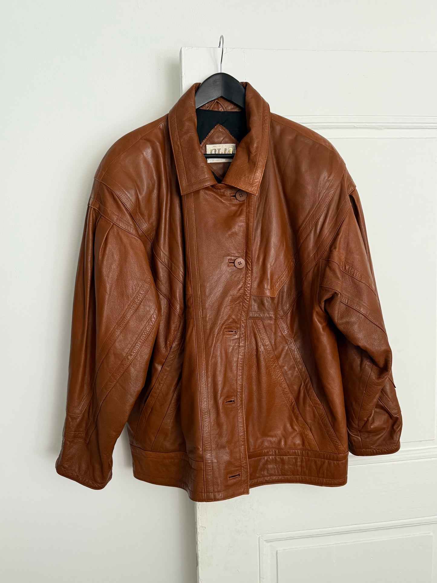 Vintage Dija Cognac Brown Oversized Leather Jacket
