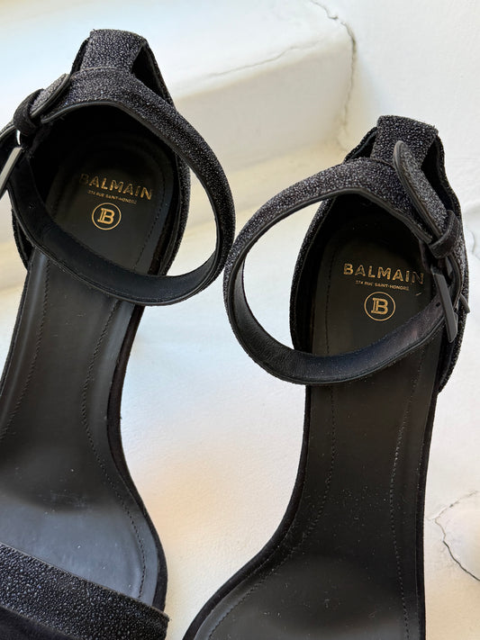 Balmain Open Toe Sandals with Glitter Detailing