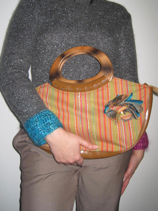 Vintage Bag and Matching Wallet with Flower Attachment